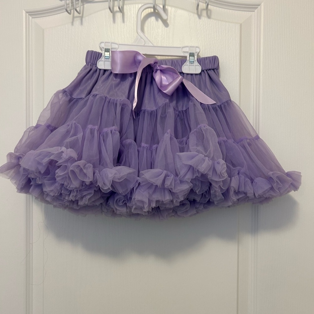 Girl Purple Tulle Skirt with Ribbon - Picture 1 of 5